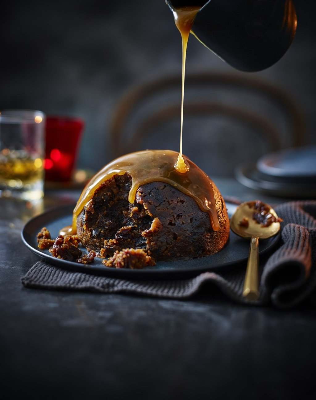 Sticky toffee Christmas pudding