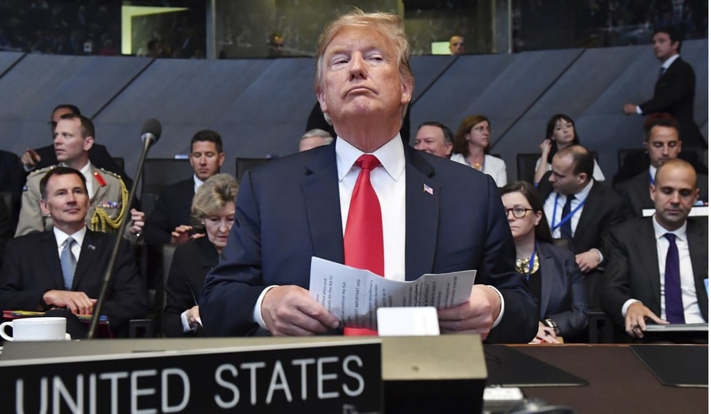 US President Donald Trump at a 2018 Nato summit in Brussels. File photo: AP