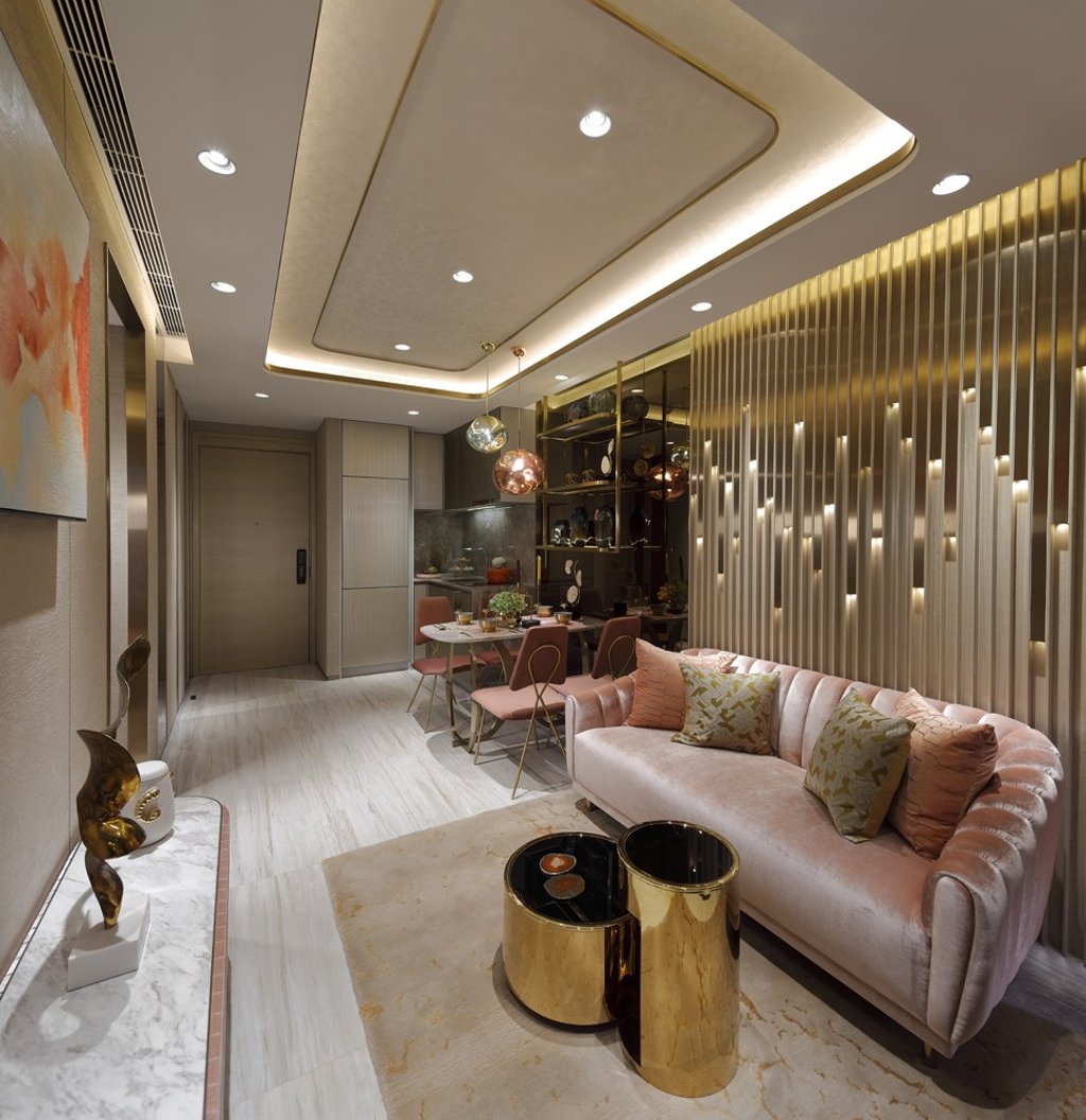 The living room of a flat at The Grand Marine in Tsing Yi