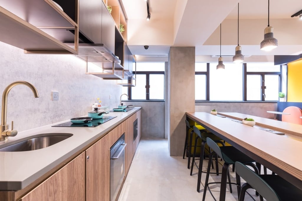 Dash co-living kitchen and communal dining space Dash co-living kitchen and communal dining space