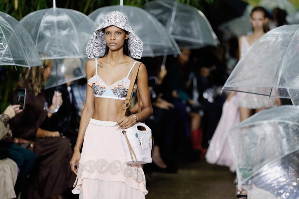 A model presents a Lanvin creation during the women’s spring/summer 2020 collection in Paris. Photo: AFP