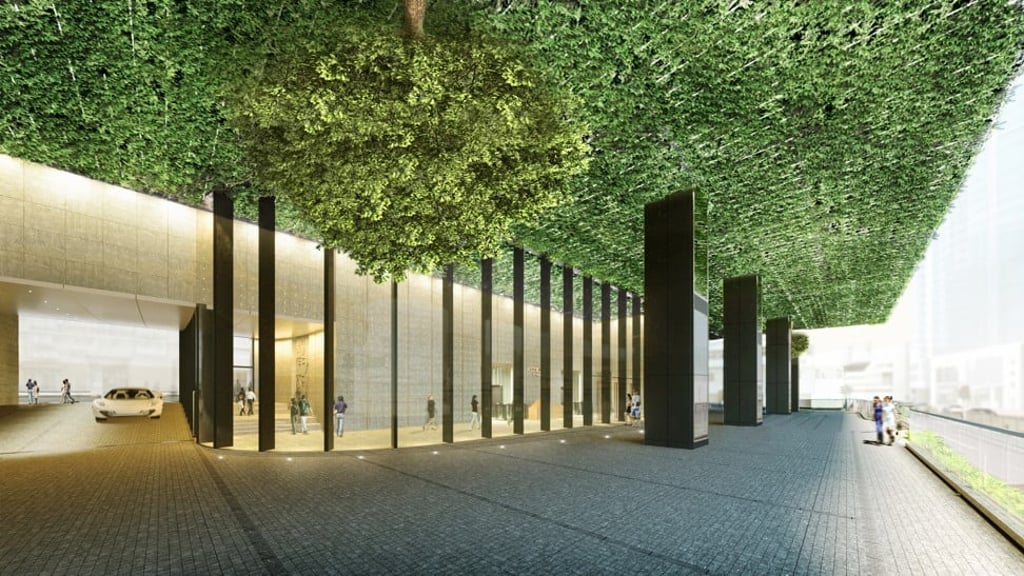 The main lobby of K11 Atelier is overhung with greenery. The main lobby of K11 Atelier is overhung with greenery.