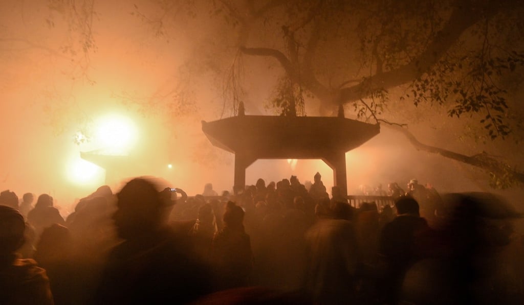 Hindu devotees gather near a temple during the Gadhimai Festival in Bariyarpur, Nepal. Photo: AFP