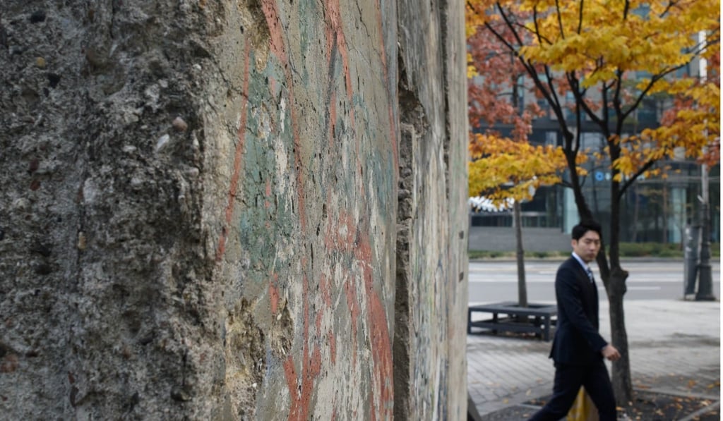A section of the Berlin Wall is displayed at 'Berlin Plaza' in central Seoul. Photo: AFP
