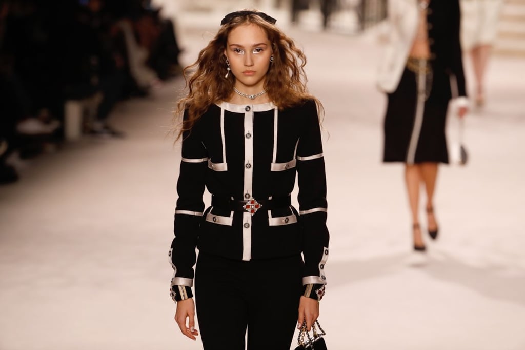 A model presents a creation during the Chanel show at Le Grand Palais in Paris, France. Photo: Francois Guillot/AFP A model presents a creation during the Chanel show at Le Grand Palais in Paris, France. Photo: Francois Guillot/AFP
