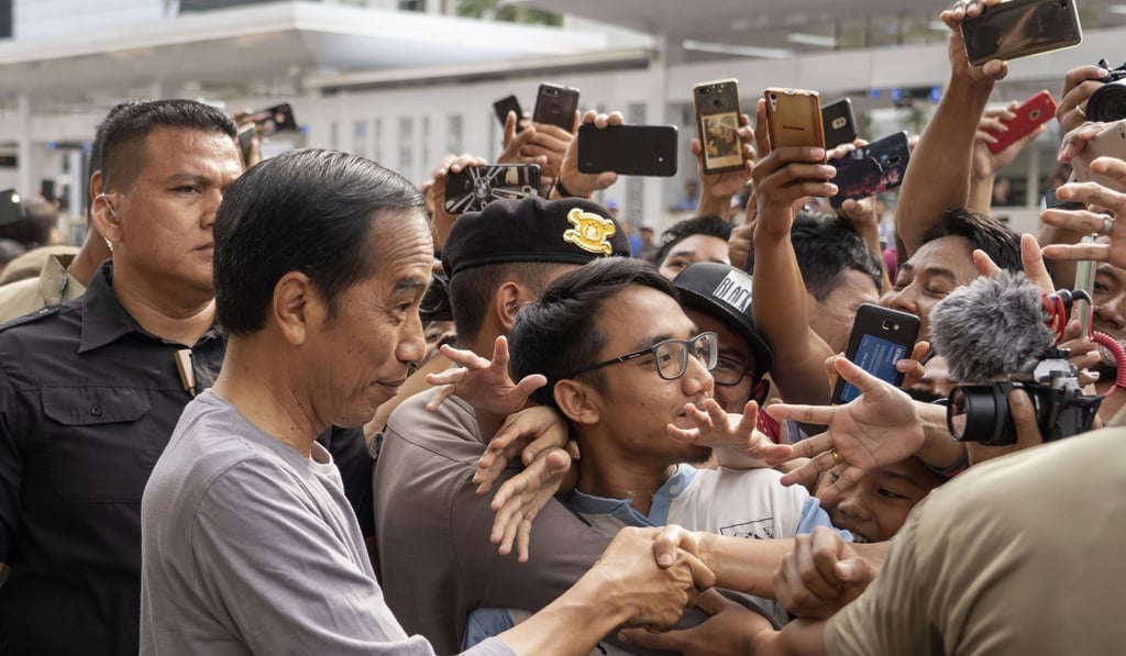 Indonesian President Joko Widodo at the inauguration of the rail system in Jakarta in March 2019. Photo: Bloomberg