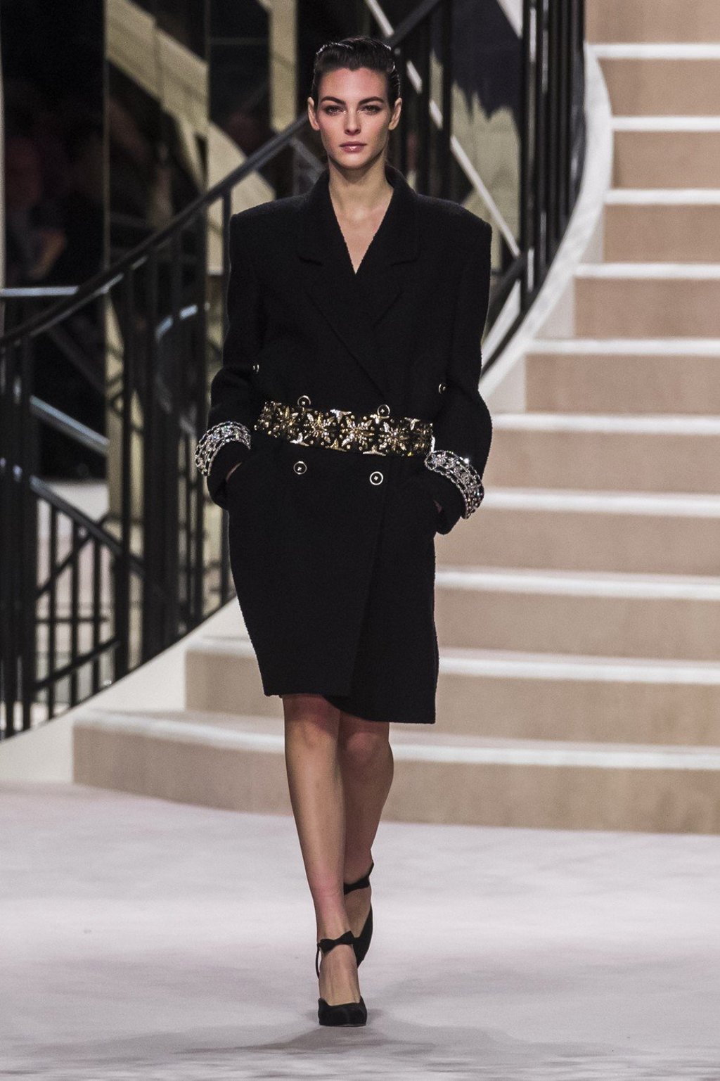 Italian model Vittoria Ceretti presents a creation during the Chanel Metiers d’Art 2019/2020 show held at the Grand Palais, in Paris, France. Chanel recreated the iconic curved mirrored staircase that led to Coco Chanel’s private flat on Rue Cambon beneath the nave of the Grand Palais. Photo: Christophe Petit Tesson/EPA-EFE Italian model Vittoria Ceretti presents a creation during the Chanel Metiers d’Art 2019/2020 show held at the Grand Palais, in Paris, France. Chanel recreated the iconic curved mirrored staircase that led to Coco Chanel’s private flat on Rue Cambon beneath the nave of the Grand Palais. Photo: Christophe Petit Tesson/EPA-EFE