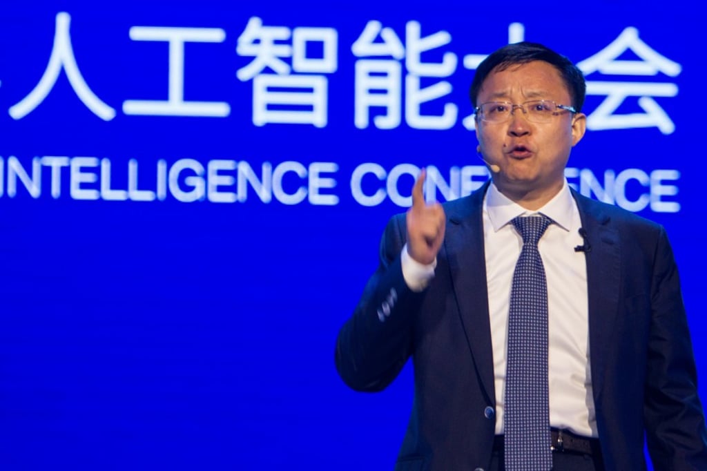 Liu Qingfeng, founder and chairman of iFlytek, speaks during the 2019 World Artificial Intelligence Conference in Shanghai on August 29. Photo: Getty Images Liu Qingfeng, founder and chairman of iFlytek, speaks during the 2019 World Artificial Intelligence Conference in Shanghai on August 29. Photo: Getty Images