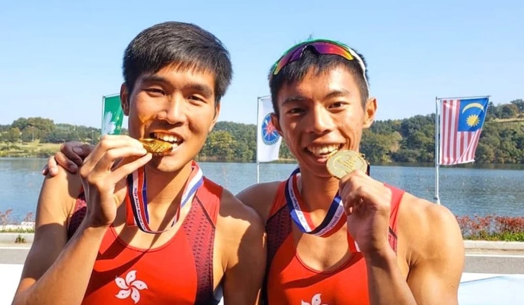 Chan Chi-fung and Chiu Hin-chun after winning gold at the Asian Championships in South Korea. Photo: Facebook