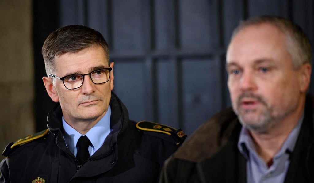Joergen Bergen Skov (left), Copenhagen Police chief inspector, and Flemming Drejer, the head of the PET intelligence agency. Photo: AFP