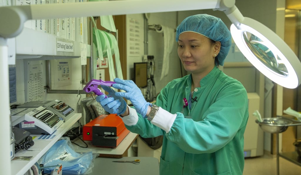 Staff carefully check all of the tools and instruments used for operations to ensure they are sterile and working correctly. Photo: Frank Freeman