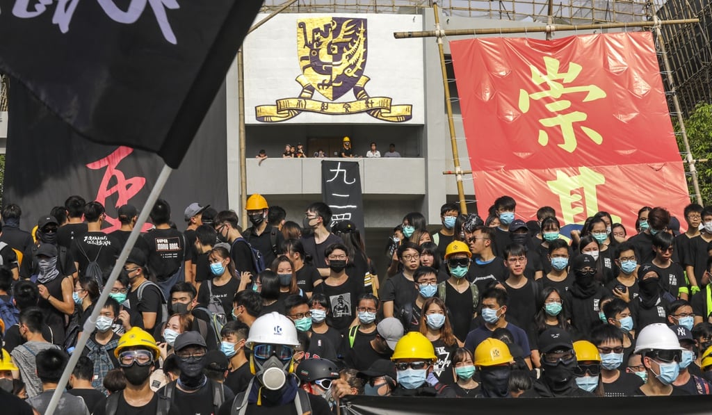 Students at Chinese University protest for a class boycott. Photo: Dickson Lee