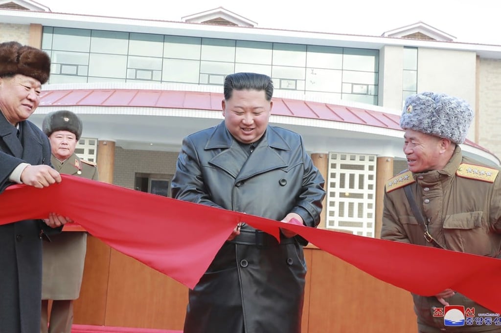 North Korean leader Kim Jong-un cuts the ribbon during the ceremonial opening of the Yangdok Hot Spring Cultural Recreation Center in South Pyongan Province, North Korea. Photo: Korean Central News Agency/Korea News Service via AP North Korean leader Kim Jong-un cuts the ribbon during the ceremonial opening of the Yangdok Hot Spring Cultural Recreation Center in South Pyongan Province, North Korea. Photo: Korean Central News Agency/Korea News Service via AP