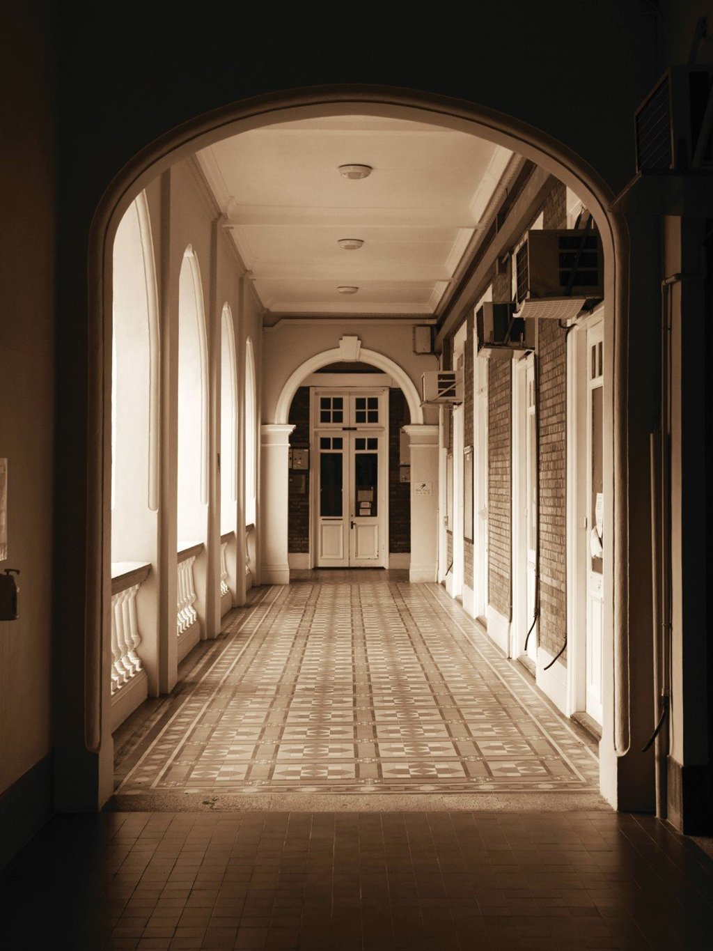 Patterned tiles in the University of Hong Kong Main Building’s corridors. Photo: Shutterstock Patterned tiles in the University of Hong Kong Main Building’s corridors. Photo: Shutterstock