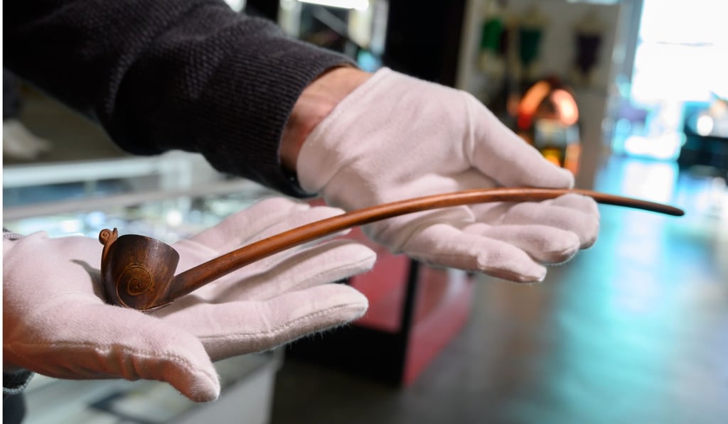 A pipe used by actor Ian Holm as the hobbit Bilbo Baggins in the 2001 film ‘The Lord of the Rings: The Fellowship of the Ring’ is being sold. Photo: AFP
