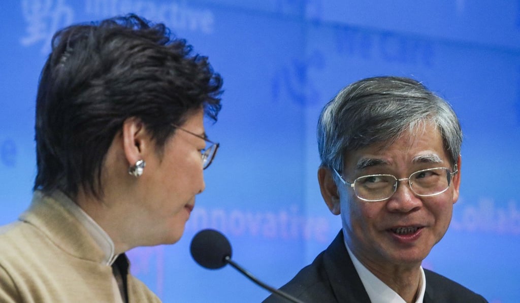 Welfare minister Law Chi-kwong (right), pictured with Hong Kong leader Carrie Lam, says an independent review committee looking at the causes of the anti-government demonstrations will not have powers to compel witnesses. Photo: Felix Wong