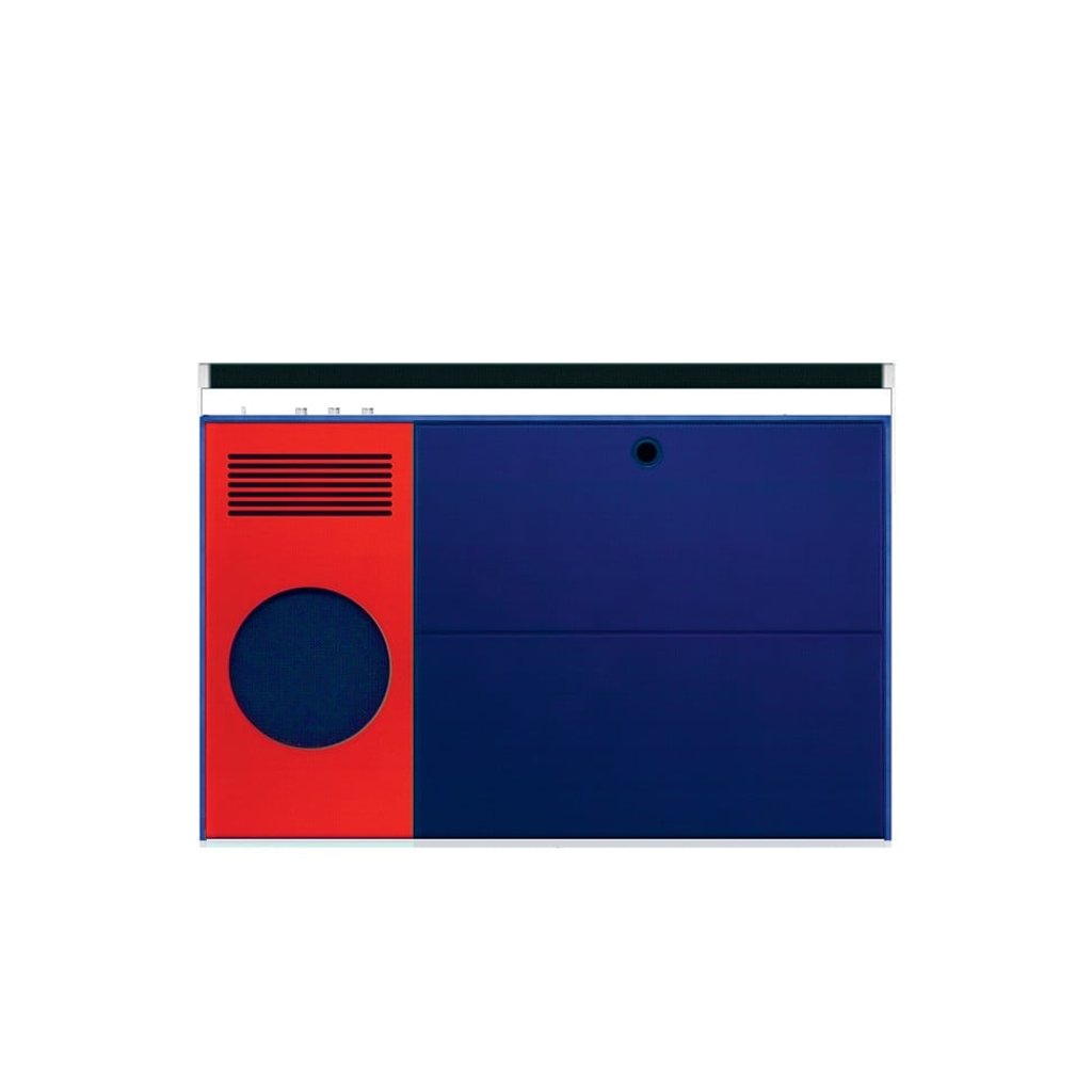 Vinyl boombox in swift calfskin and streaming canvas