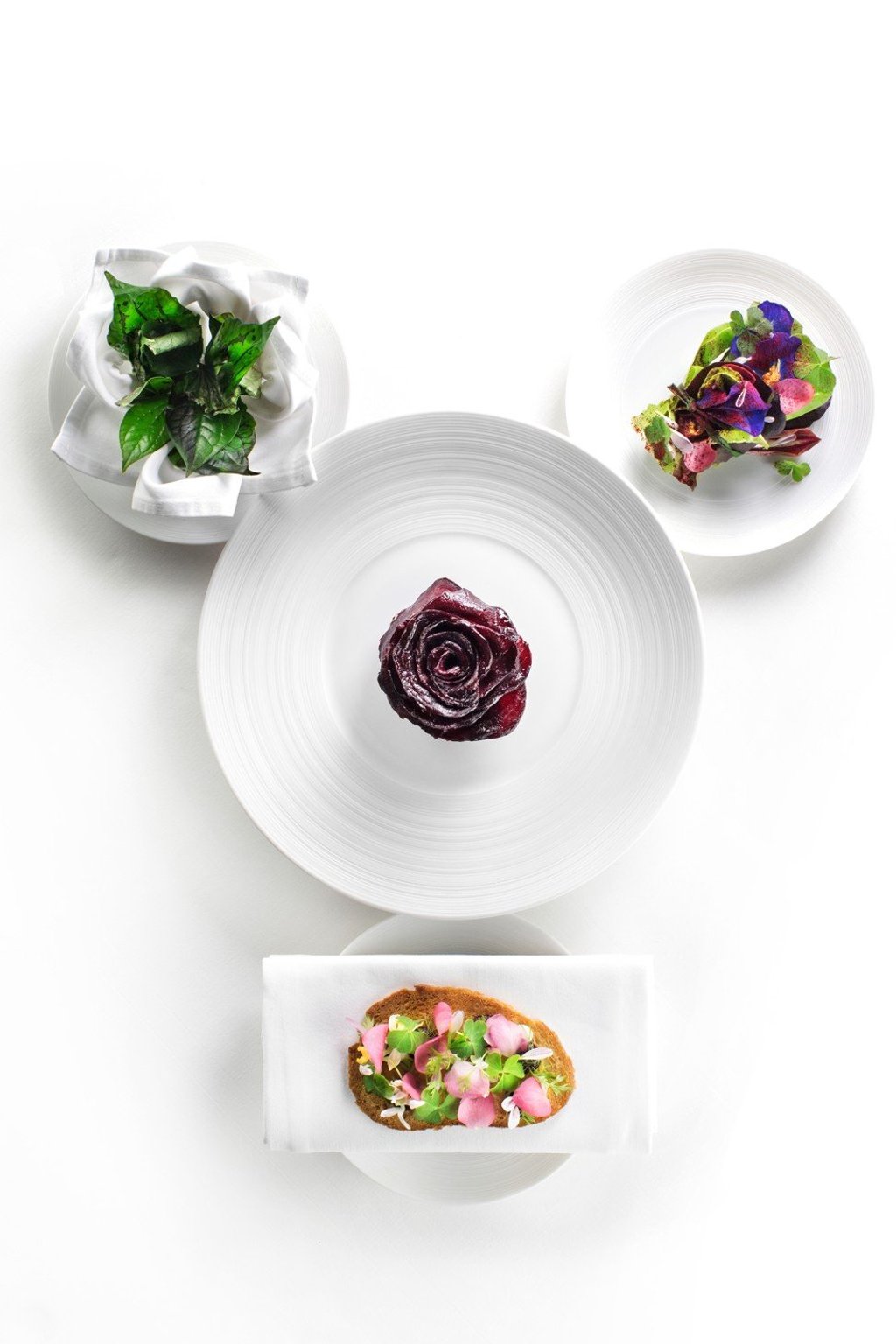 Beetroot with goat cheese and wild pepper leaves by Uwe Opocensky, executive chef at Petrus at the Island Shangri-La in Admiralty. The restaurant earned a Michelin star in the 2020 Michelin guide to Hong Kong and Macau.