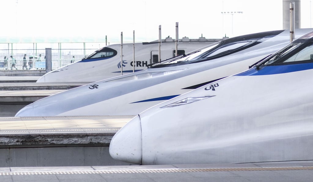China Railway High-speed (CRH) trains, a high-speed rail service operated by China Railway, are seen parked at Xiamen North railway station. Photo: Roy Issa