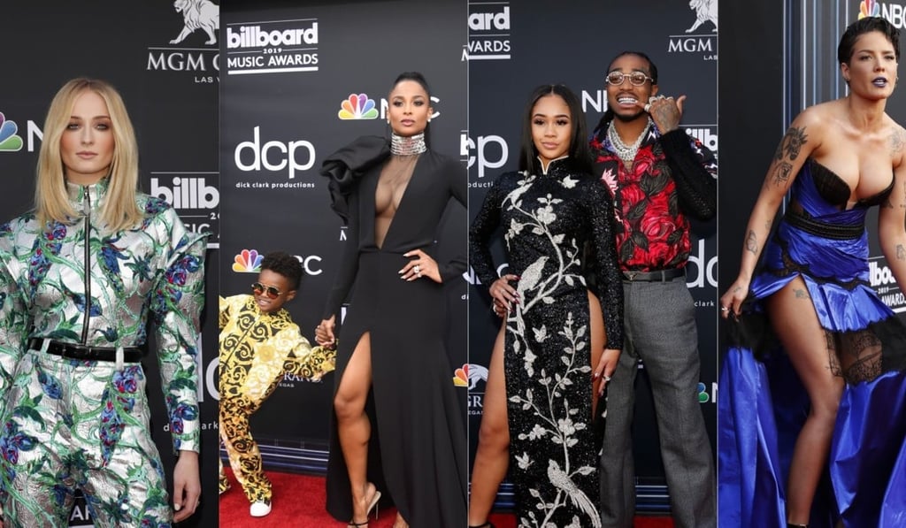 Were they red-carpet favourites or failures? Seen at the 2019 Billboard Music Awards were (from left) actress Sophie Turner, Future Zahir Wilburn and his mother, singer Ciara, rappers Saweetie and Quavo, and Halsey.