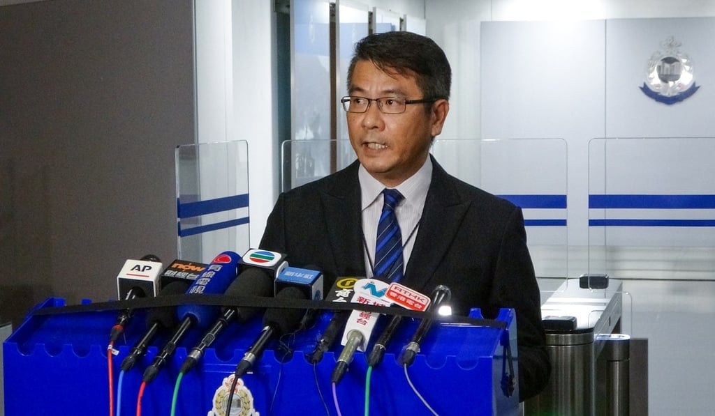 Acting senior superintendent Chan Wai-kei speaks at a press conference. Photo: Now TV
