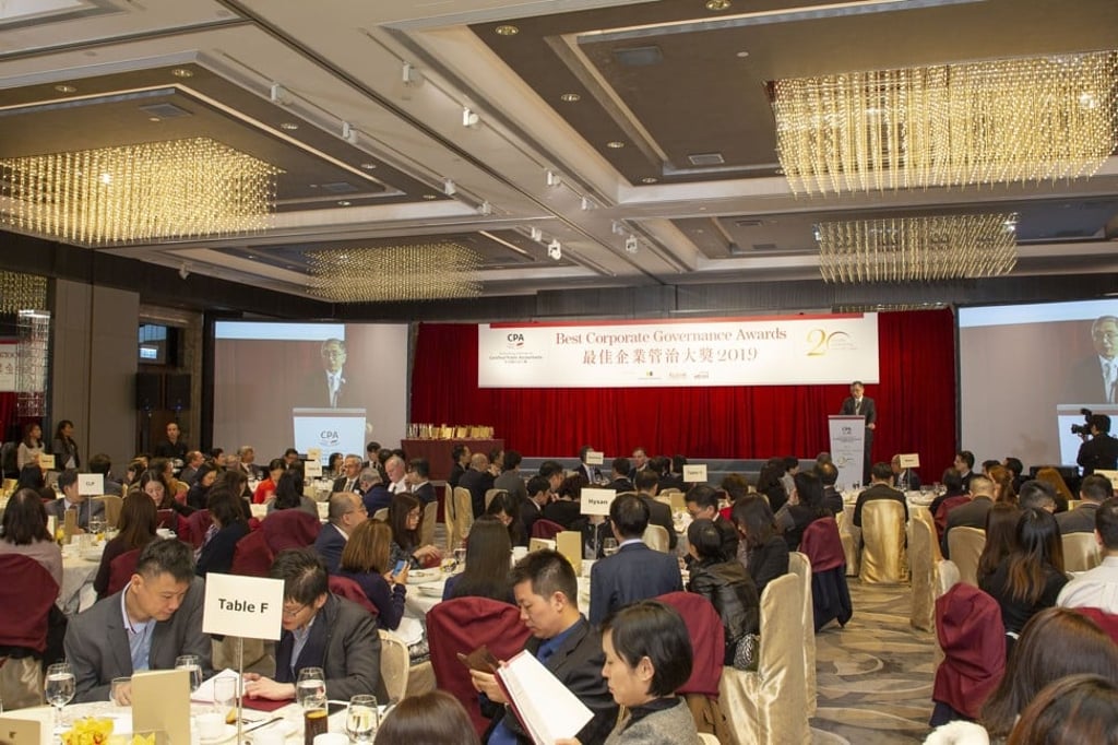 James Lau, Hong Kong’s Secretary for Financial Services and the Treasury, speaks during the Best Corporate Governance Awards 2019 ceremony. Photo: Frank Chan