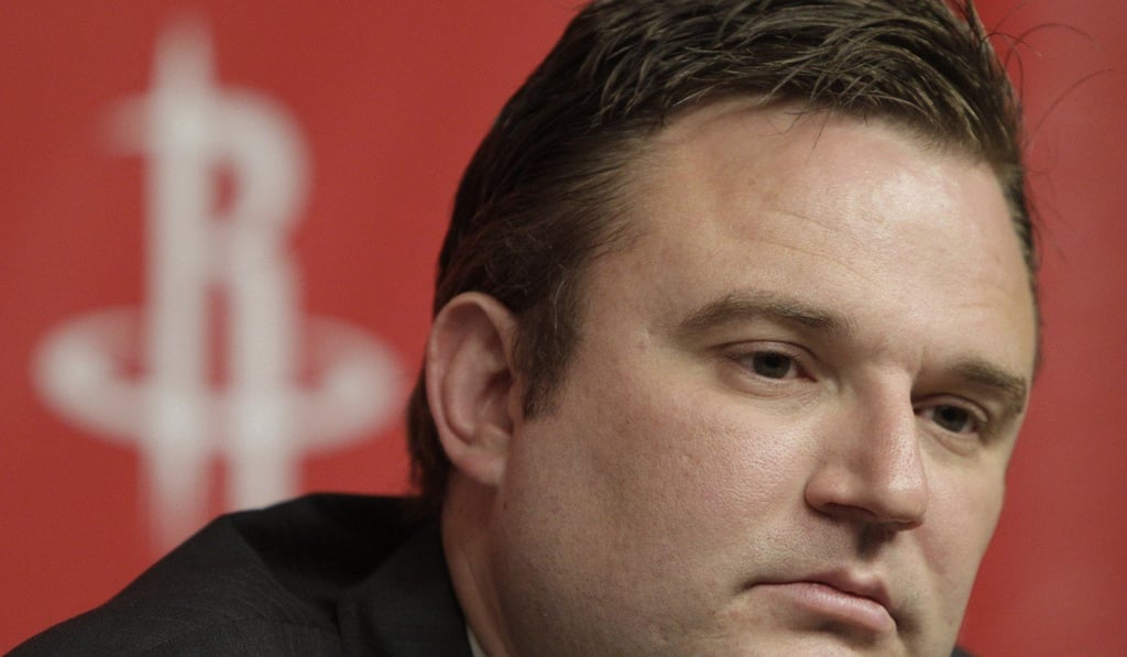 Houston Rockets General Manager Daryl Morey in a news conference. Photo: AP