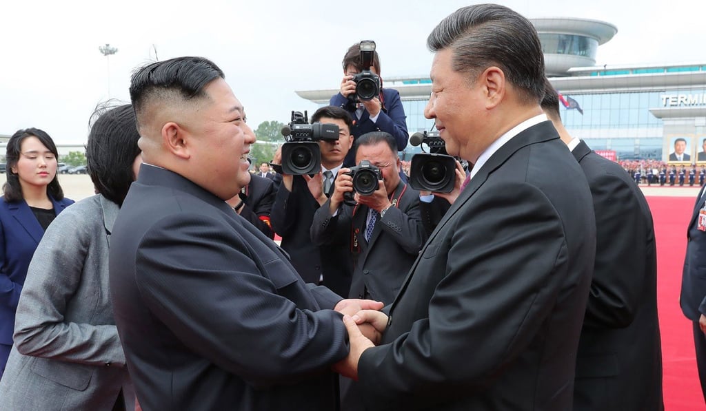 North Korean leader Kim Jong-un with Chinese President Xi Jinping in Pyongyang in June. Photo: AFP