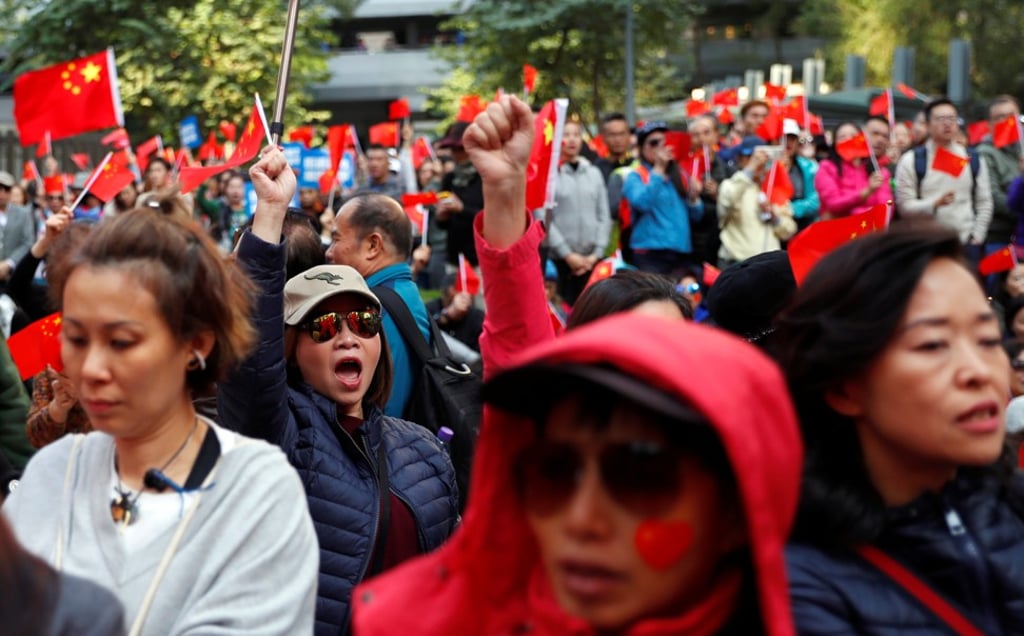 Pro-Beijing supporters shout slogans during a rally in Hong Kong, China December 7, 2019. Photo: Reuters