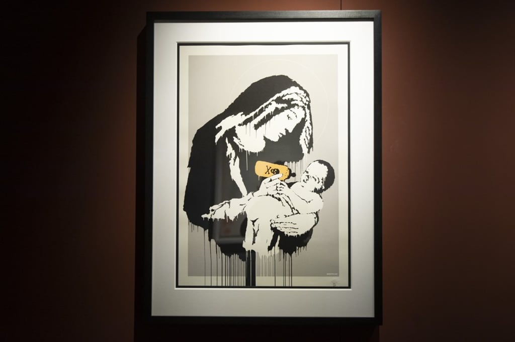 “Toxic Mary” by Banksy, on show in Kowloon Bay until March as part of the exhibition “Banksy: Genius or Vandal?”. Photo: Courtesy banksyhk “Toxic Mary” by Banksy, on show in Kowloon Bay until March as part of the exhibition “Banksy: Genius or Vandal?”. Photo: Courtesy banksyhk