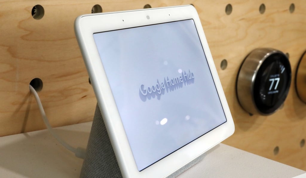 A Google Home Hub. Typically, personal assistants will ignore private chatter and transmit sound recordings only when you trigger the device, such as by pressing a button or speaking a command phrase like ‘OK Google’. Photo: Richard Drew/AP A Google Home Hub. Typically, personal assistants will ignore private chatter and transmit sound recordings only when you trigger the device, such as by pressing a button or speaking a command phrase like ‘OK Google’. Photo: Richard Drew/AP