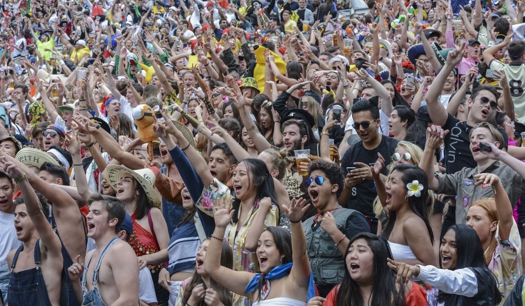 Nearly 40,000 fans pack Hong Kong Stadium every day for the Sevens. Photo: Benjamin Sieur