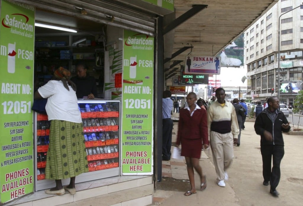 An M-Pesa shop in downtown Nairobi, Kenya. M-Pesa allows phone users who do not have bank accounts to send each other money. Photo: Reuters