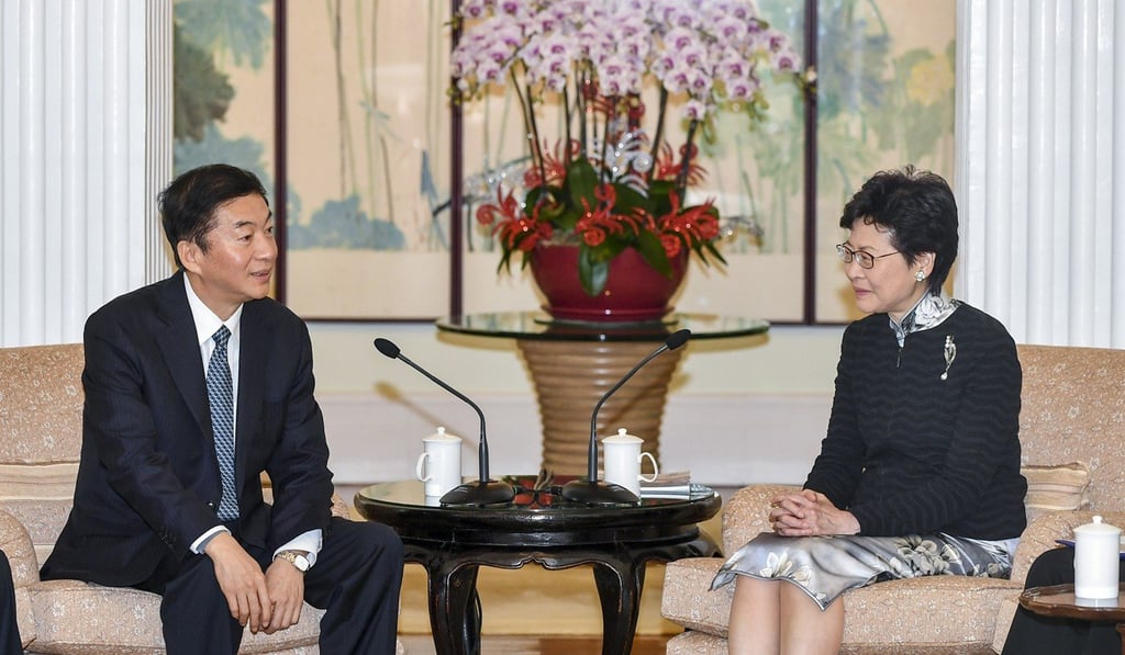 Luo Huining is no stranger to Hong Kong and previously met Chief Executive Carrie Lam when he led a delegation to the city in 2018. Photo: Handout Luo Huining is no stranger to Hong Kong and previously met Chief Executive Carrie Lam when he led a delegation to the city in 2018. Photo: Handout