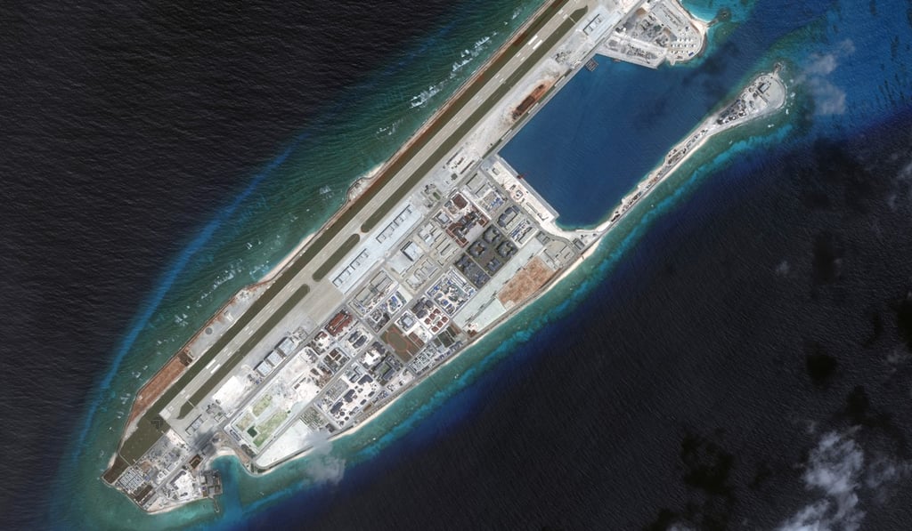 China’s development of Fiery Cross Reef in the Spratly Islands is extending Beijing’s reach across the South China Sea. Photo: AP