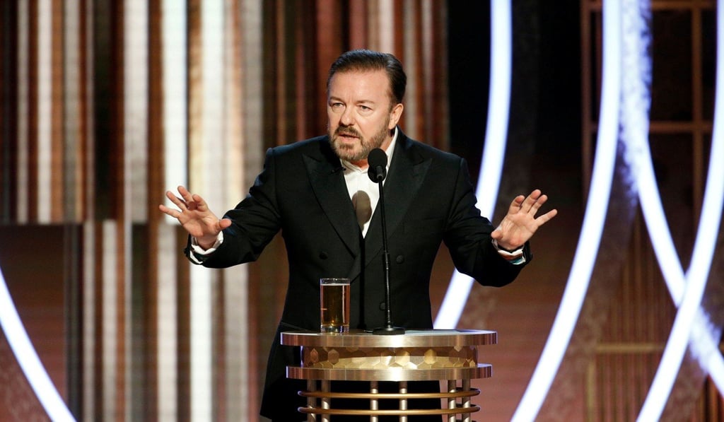 In what could be Ricky Gervais’ final Golden Globes gig, the British comedian lambasted Hollywood for its excess and smugness. Photo: Paul Drinkwater via Reuters