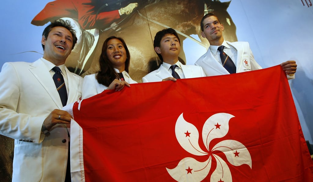 Kenneth Cheng (second from right) represents the Hong Kong Equestrian Team at the 2008 Beijing Olympics. Photo: SCMP