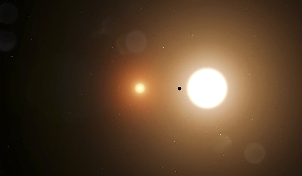 Researchers working with data from TESS have discovered a world orbiting two stars, as depicted in this artist’s illustration. Image: Nasa Goddard Space Flight Centre via AFP Researchers working with data from TESS have discovered a world orbiting two stars, as depicted in this artist’s illustration. Image: Nasa Goddard Space Flight Centre via AFP