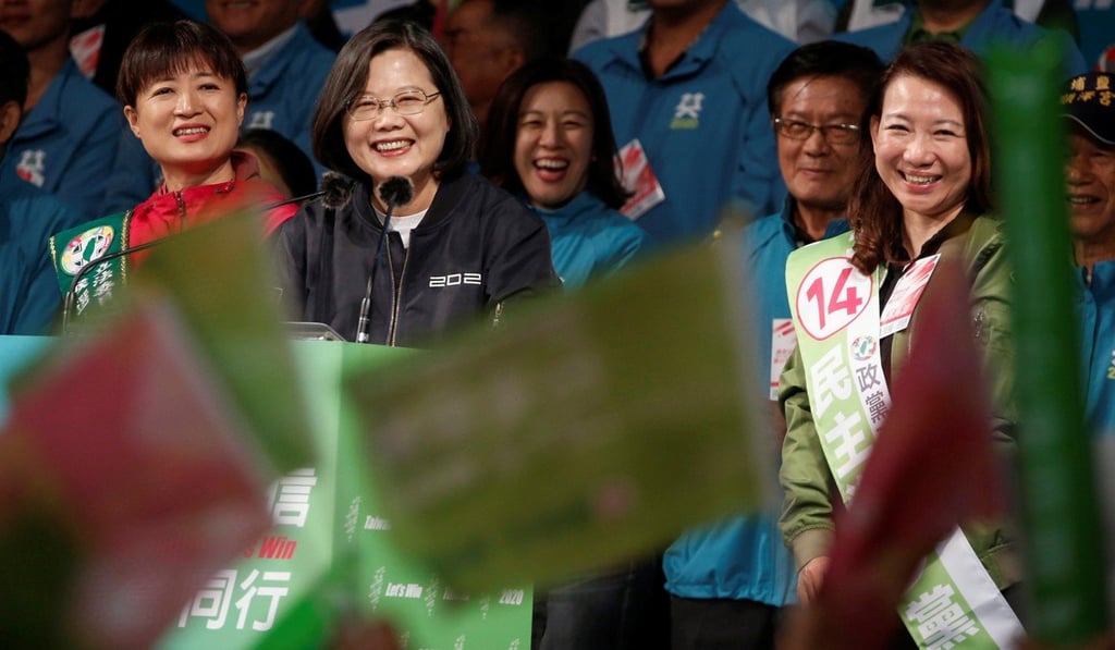 Taiwanese President Tsai Ing-wen at a campaign event on Tuesday. Photo: Reuters