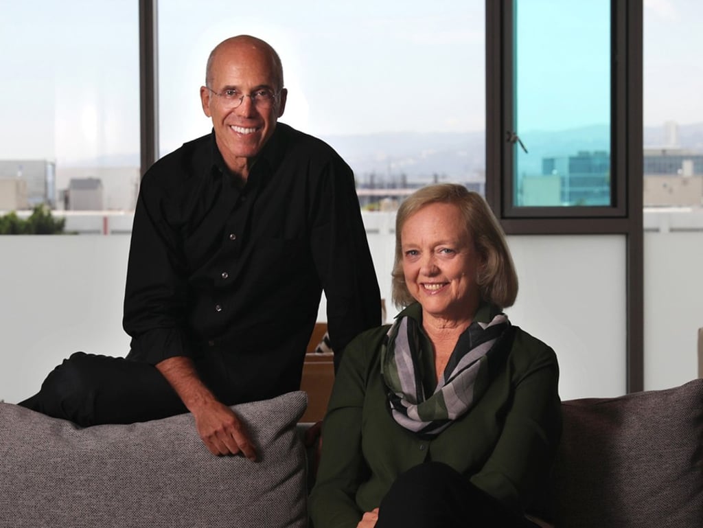 Jeffrey Katzenberg (left) and Meg Whitman are photographed at their start-up Quibi. Photo: TNS