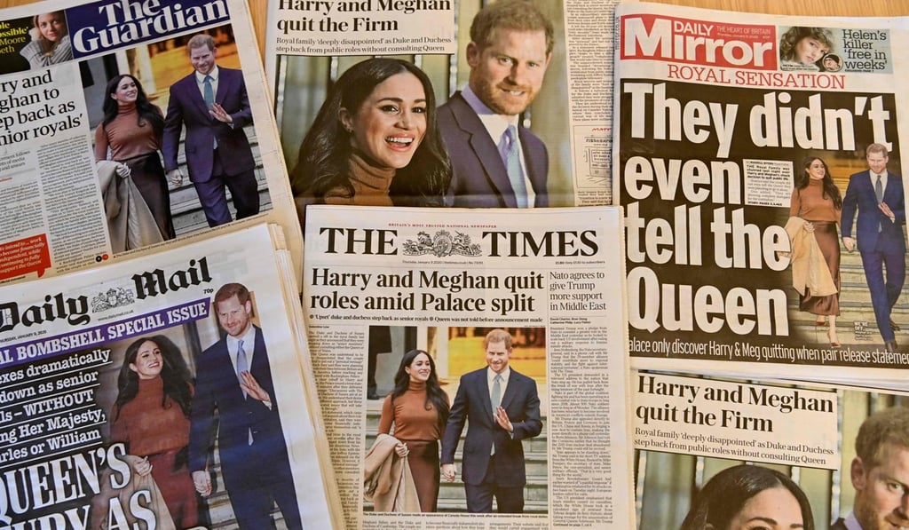 How the UK press reported Prince Harry and Meghan’s announcement. Photo: AFP