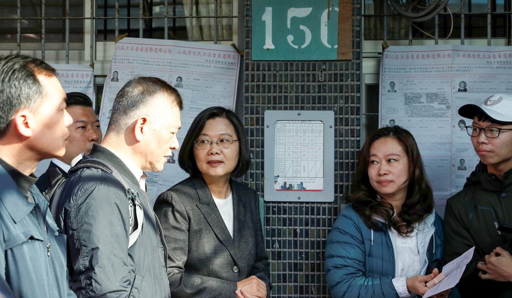 Taiwan President Tsai Ing-wen at a polling station in New Taipei City. Photo: Reuters Taiwan President Tsai Ing-wen at a polling station in New Taipei City. Photo: Reuters