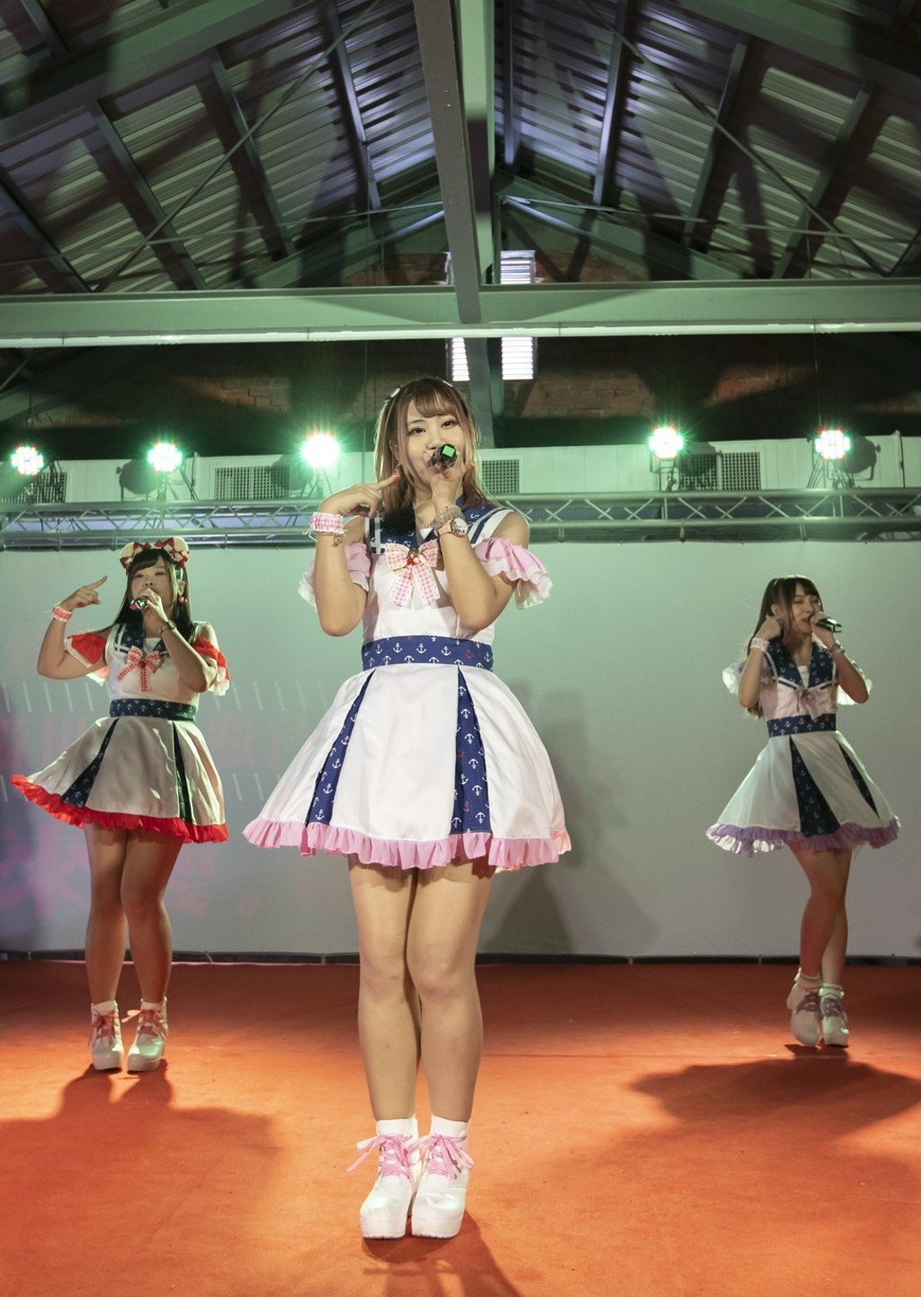 (From left) Kyarin, Aki and Haru from Cotton Candy performing in Tainan, Taiwan.