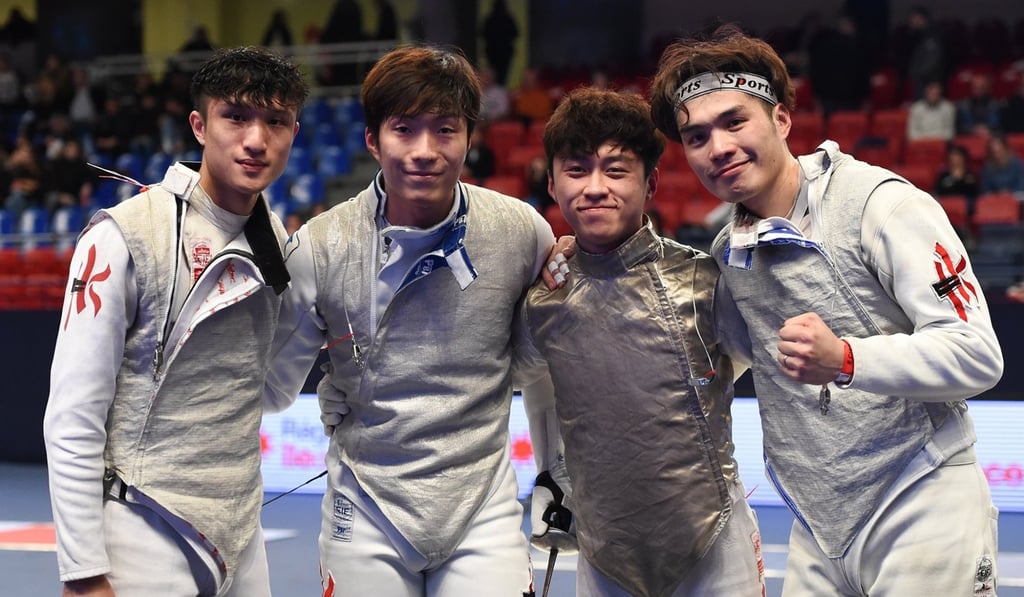 Hong Kong’s foil team at the Paris World Cup. From left: Ryan Choi, Cheung Ka-long, Lawrence Ng and Cheung Siu-lun. Photo: FIE