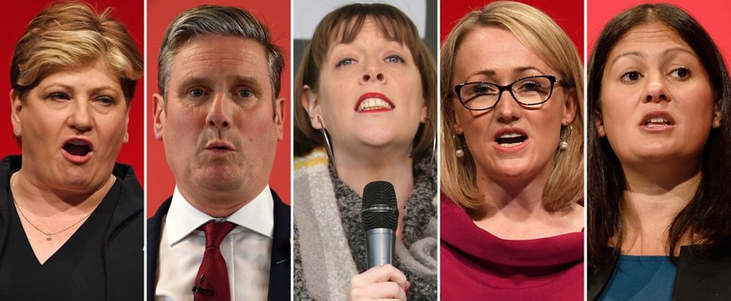 The five Labour leadership candidates: Emily Thornberry, Keir Starmer, Jess Phillips, Rebecca Long-Bailey and Lisa Nandy. Photo: AFP