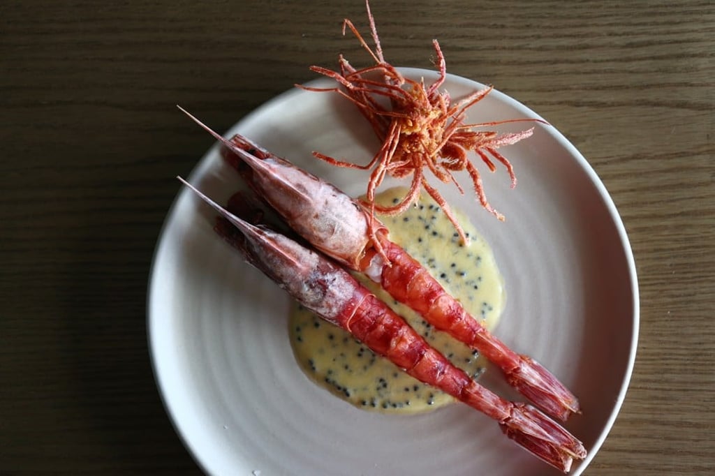 Carabinero prawns with smoked herring butter sauce. Photo: SCMP / Jonathan Wong