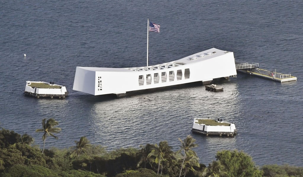 The USS Arizona Memorial in Pearl Harbour, Hawaii. Photo: Kyodo