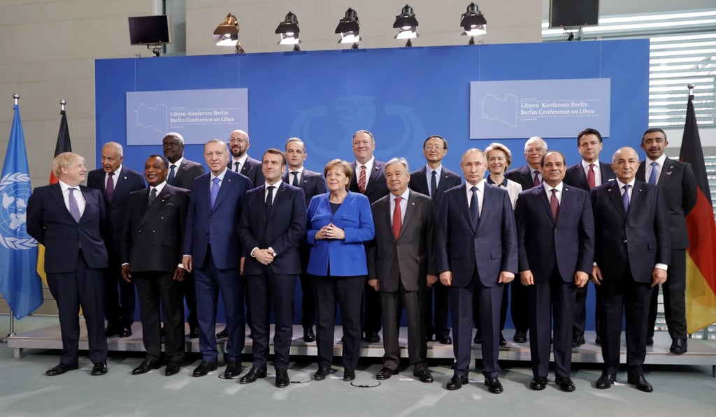 German Chancellor Angela Merkel (C) and participants of the International Libya Conference pose for a family picture in Berlin. Photo: EPA-EFE German Chancellor Angela Merkel (C) and participants of the International Libya Conference pose for a family picture in Berlin. Photo: EPA-EFE