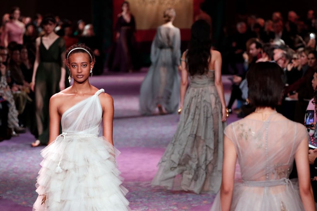 A model presents a creation for Dior during the women’s spring/summer 2020-2021 haute couture collection in Paris, on January 20.