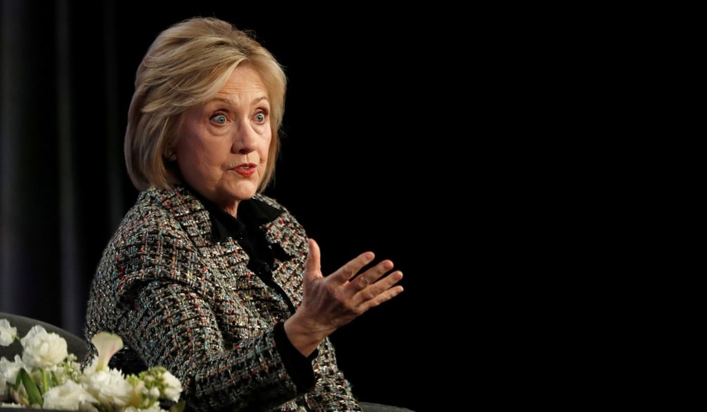 Former US secretary of state Hillary Clinton speaks at a panel for the Hulu documentary “Hillary” in Pasadena, California, on Friday. Photo: Reuters Former US secretary of state Hillary Clinton speaks at a panel for the Hulu documentary “Hillary” in Pasadena, California, on Friday. Photo: Reuters